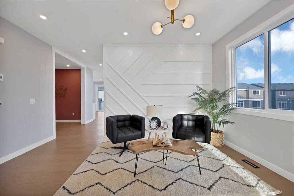 Modern staged room with accent wall