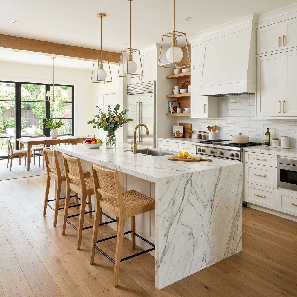 Modern kitchen island staging
